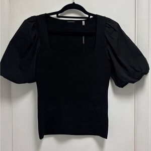 Elie Tahari Black Puff Sleeve Shirt